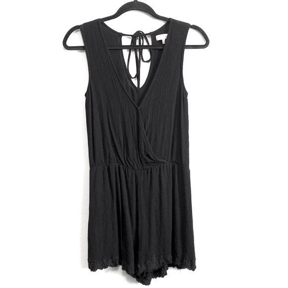 Talori Black Gauze Surplice Neckline Romper - Picture 1 of 5